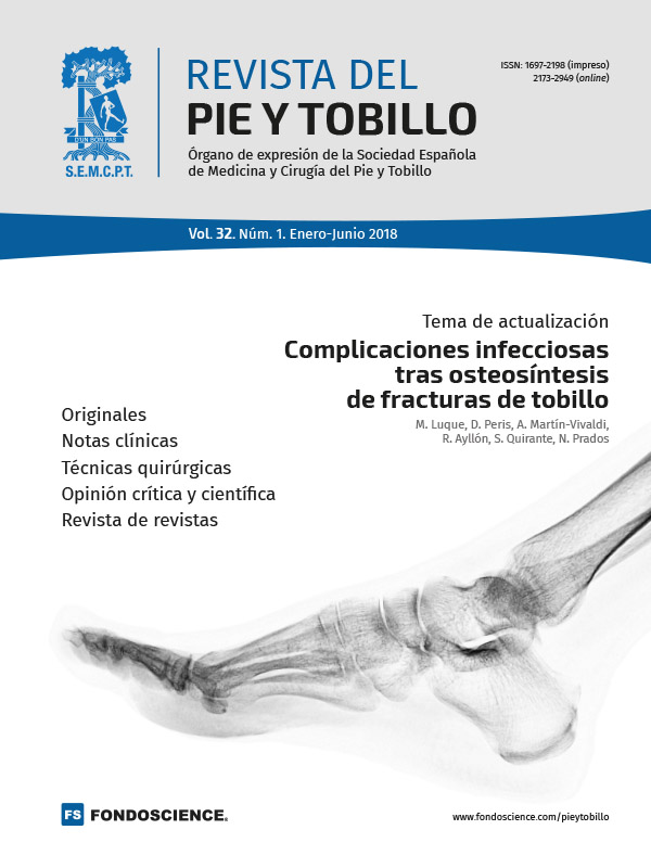 Portada Revista del Pie y Tobillo. Vol.32. Num.1. 2018